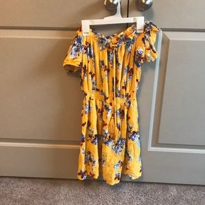 yellow,blue and red floral dress
